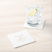 Rustic Gold Script Wedding Square Paper Untersetze Rechteckiger Pappuntersetzer (Vor Ort)