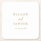 Rustic Gold Script Wedding Square Paper Untersetze Rechteckiger Pappuntersetzer (Vorderseite)