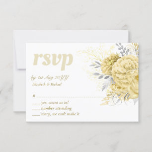 Rustic Gold Silver Floral Wedding Vielen Dank RSVP Karte