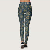 Rustic Gold Snowflakes on Dark Green Leggings (Rückseite)
