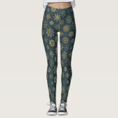 Rustic Gold Snowflakes on Dark Green Leggings (Vorderseite)