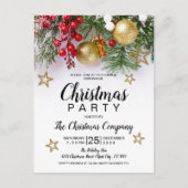 Rustic Gold Stars Weihnachts-Einladung Postkarte (Vorderseite)