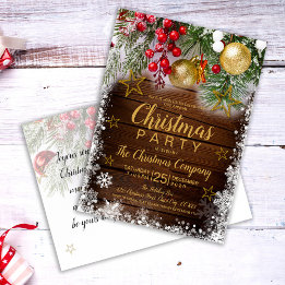 Rustic Gold Stars Weihnachts-Einladung Postkarte
