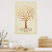 Rustic Gold Tree Thumbprint Wedding Guestbook Poster (Küche)