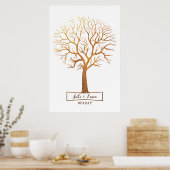 Rustic Gold Tree Thumbprint Wedding Guestbook Poster (Küche)