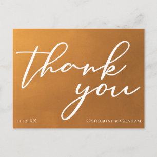 Rustic Gold Typografie Boho Wedding Vielen Dank Postkarte