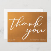 Rustic Gold Typografie Boho Wedding Vielen Dank Postkarte (Vorne/Hinten)