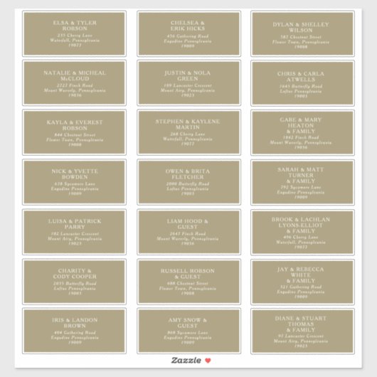 Rustic Gold Typografy Guest Address Labels (Blatt)