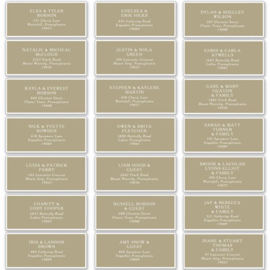 Rustic Gold Typografy Guest Address Labels (Vorderseite)