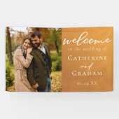 Rustic Gold Verlobung Foto Boho Wedding Willkommen Banner (Horizontal)
