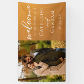 Rustic Gold Verlobung Foto Boho Wedding Willkommen Banner (Vertikal)