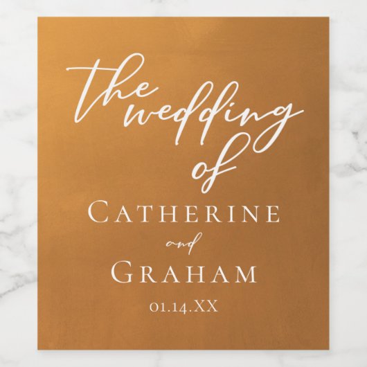 Rustic Gold Wedding Personalisiert Boho Weinetikett (Einzelnes Label)