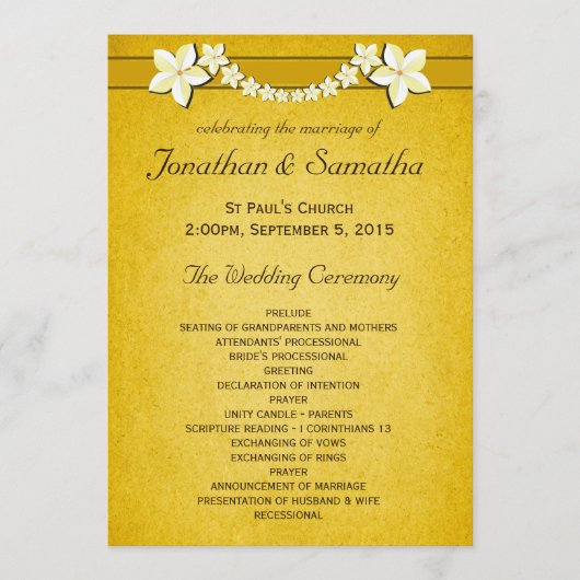 Rustic Gold Wedding Program Zeremonie & Party Programm (Vorderseite)