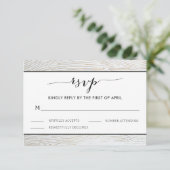 Rustic Gold Wood Grain Wedding RSVP Card (Stehend Vorderseite)