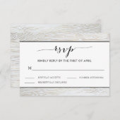 Rustic Gold Wood Grain Wedding RSVP Card (Vorne/Hinten)