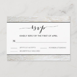 Rustic Gold Wood Grain Wedding RSVP Card Karte