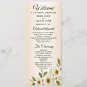 Rustic Golden Frame White Floral Peach Wedding Programm (Vorderseite)