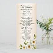 Rustic Golden Frame White Floral Peach Wedding Programm (Stehend Vorderseite)