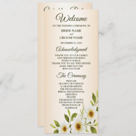 Rustic Golden Frame White Floral Peach Wedding Programm