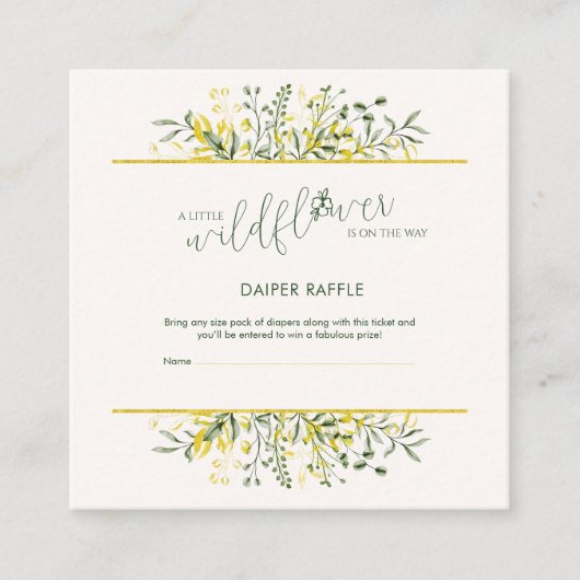 Rustic Golden Frame Wildflower Diaper Raffle Begleitkarte (Vorderseite)