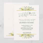 Rustic Golden Frame Wildflower on Way  Baby Shower Einladung (Vorne/Hinten)