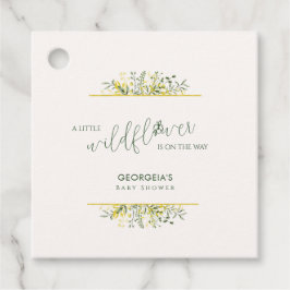 Rustic Golden Frame Wildflower on Way Baby Shower Geschenkanhänger