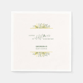 Rustic Golden Frame Wildflower on Way Baby Shower Serviette