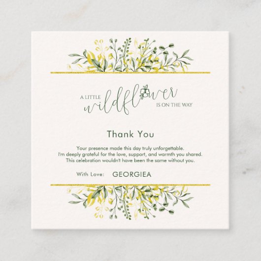 Rustic Golden Frame Wildflower Thank You Begleitkarte (Vorderseite)