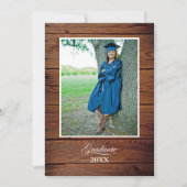 Rustic Graduation Announcement with photo Karte (Vorderseite)
