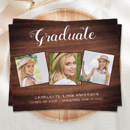 Rustic Graduation Party 3 Photo Budget Invitation