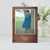 Rustic Graduation Party Invitation string lights Karte (Stehend Vorderseite)