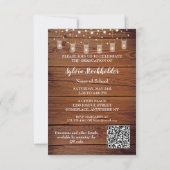 Rustic Graduation Party Invitation string lights Karte (Rückseite)