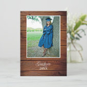 Rustic Graduation Party Invitation with photo Einladung (Stehend Vorderseite)