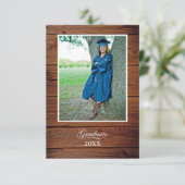 Rustic Graduation Party Invitation with photo Karte (Stehend Vorderseite)