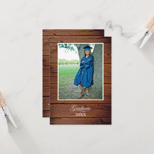Rustic Graduation Party Invitation with photo Karte (Vorderseite/Rückseite Beispiel)