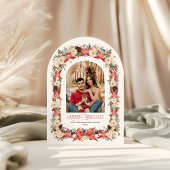 Rustic Grandmillennial Arch Christmas Photo Card Einladung