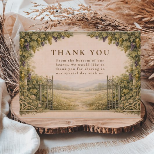 Rustic Grape Garden Countryside Wedding Dankeskarte