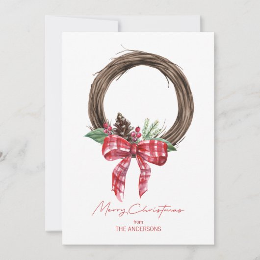 Rustic Grapevine Wreath Frohe Weihnachten (Vorderseite)