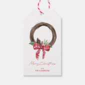 Rustic Grapevine Wreath Frohe Weihnachten Geschenkanhänger (Vorderseite)