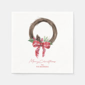 Rustic Grapevine Wreath Frohe Weihnachten Serviette (Vorderseite)