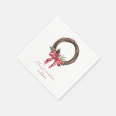 Rustic Grapevine Wreath Frohe Weihnachten Serviette (Ecke)