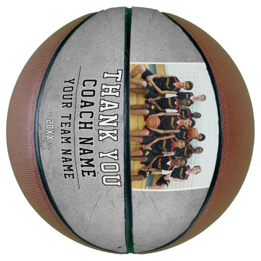 Rustic Grau Vielen Dank Coach Team Name Foto Basketball (Vertikal)