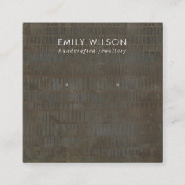 RUSTIC GRAY BRONZE LINE STUD EARRING DISPLAD QUADRATISCHE VISITENKARTE