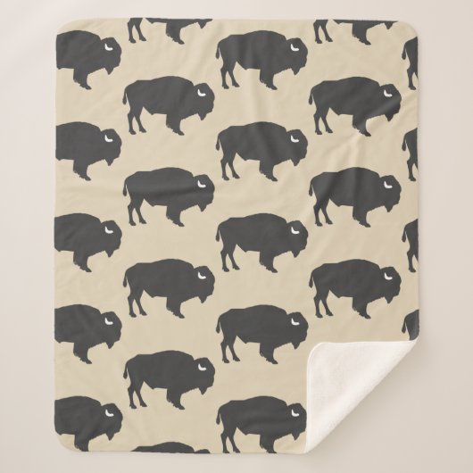 Rustic Gray Buffalo Bison Sherpadecke (Vorderseite)
