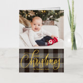 Rustic Gray Buffalo Kariert Frohe Weihnachts-Foto (Vorderseite)