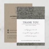 RUSTIC GRAY DAMASK PATTERN CORPORATE Business LOGO Dankeskarte (Vorne/Hinten)