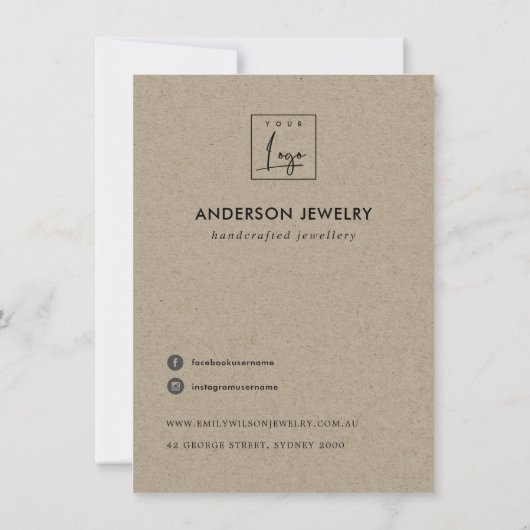 RUSTIC GRAY DAMASK PATTERN CORPORATE Business LOGO Dankeskarte (Rückseite)