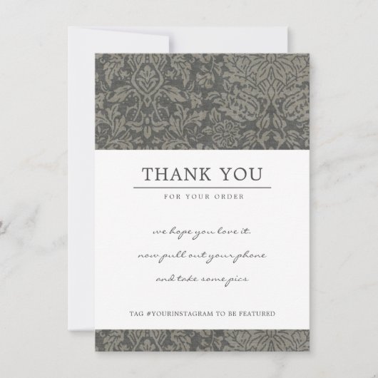 RUSTIC GRAY DAMASK PATTERN CORPORATE Business LOGO Dankeskarte (Vorderseite)