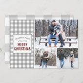 Rustic Gray Gingham Frohe Weihnachten (Vorne/Hinten)