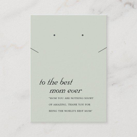 RUSTIC GRAY GREEN MAMA GIFT NECKLACE EARRING CARD PLATZKARTE (Vorderseite)